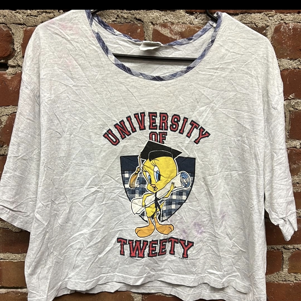 University of Tweety Graphic Tee Crop Top Pj Shirt XXL